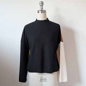 Modern Citizen Neutral Pullover Colorblock Sweater with Mock Neck Size Small